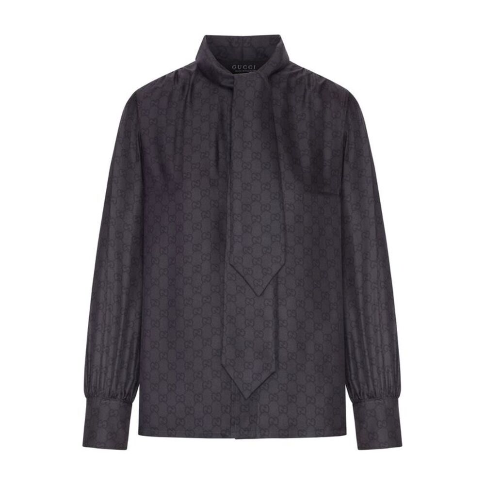 Gucci Women Printed Silk Twill Shirt